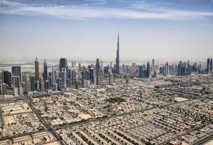 Dubai skyline across the water