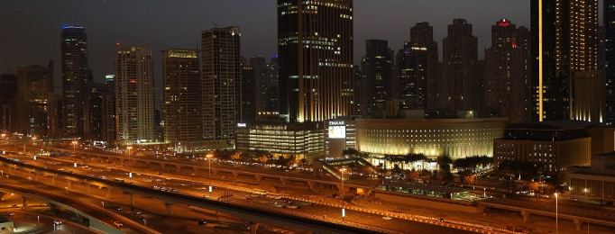 Dubai street at night